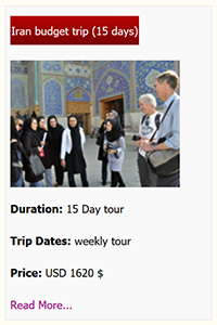 Iran budget tour 15 days